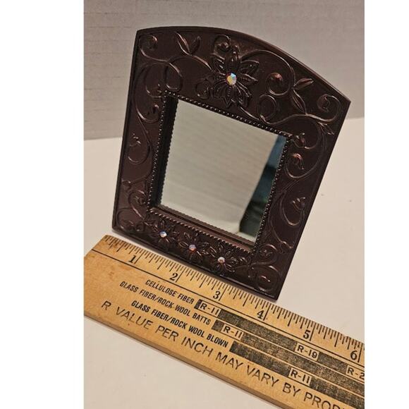 Mirrors 2 Victorian style Frames Rose Pink with red sparkle accents 5".  read - Picture 8 of 10